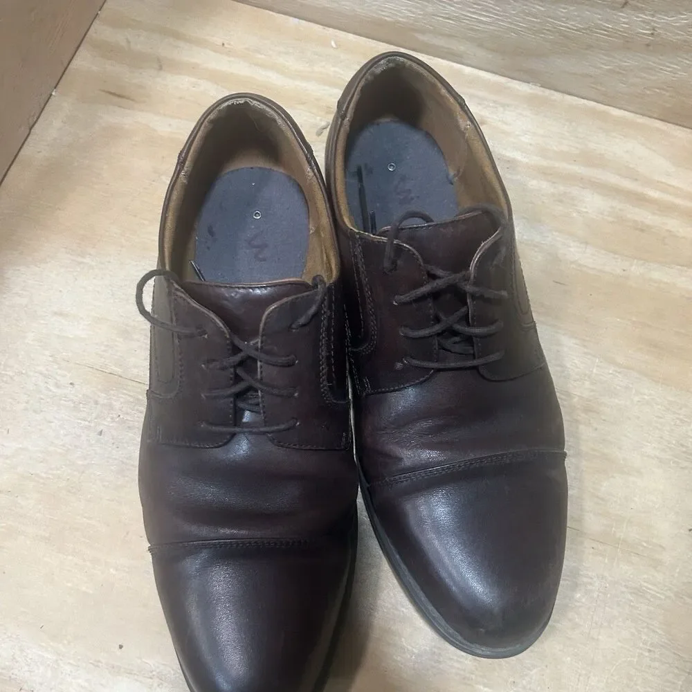Florsheim Cognac Dark Brown Leather Cap Toe Oxford Shoes Sz 10.5 EEE Extra Wide